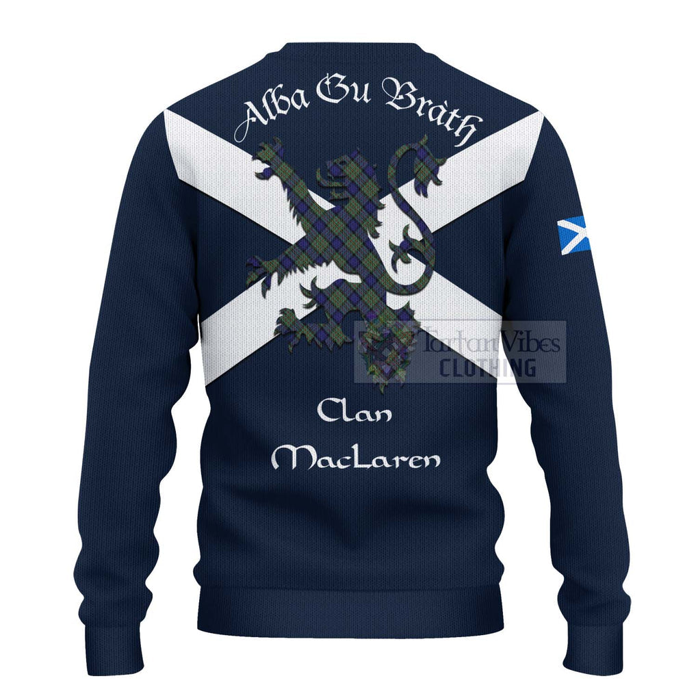 Tartan Vibes Clothing MacLaren (McLaren) Tartan Lion Rampant Knitted Sweater – Proudly Display Your Heritage with Alba Gu Brath and Clan Name