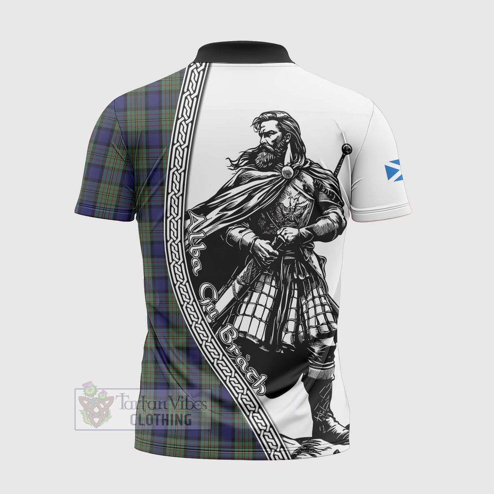 Tartan Vibes Clothing MacLaren (McLaren) Tartan Clan Crest Zipper Polo Shirt with Highlander Warrior Celtic Style