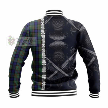 MacLaren (McLaren) Tartan Baseball Jacket with Family Crest Cross Sword Thistle Celtic Vibes