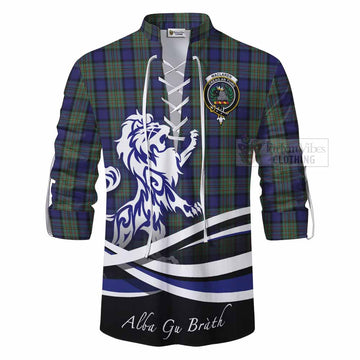 MacLaren (McLaren) Tartan Ghillie Kilt Shirt with Alba Gu Brath Regal Lion Emblem