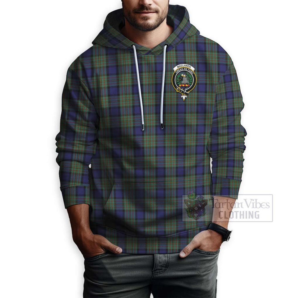 Tartan Vibes Clothing MacLaren (McLaren) Tartan Hoodie with Family Crest and Bearded Skull Holding Bottles of Whiskey