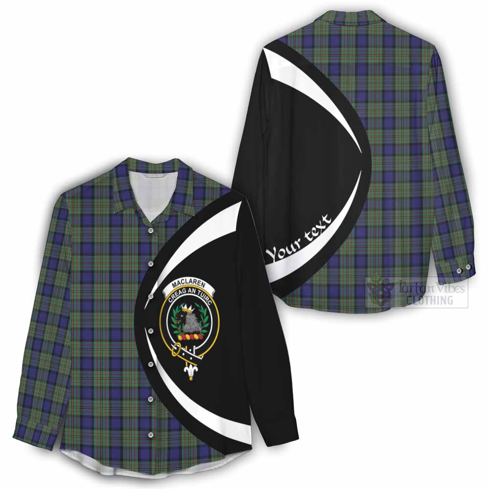 Tartan Vibes Clothing MacLaren (McLaren) Tartan Women's Casual Shirt with Family Crest Circle Style