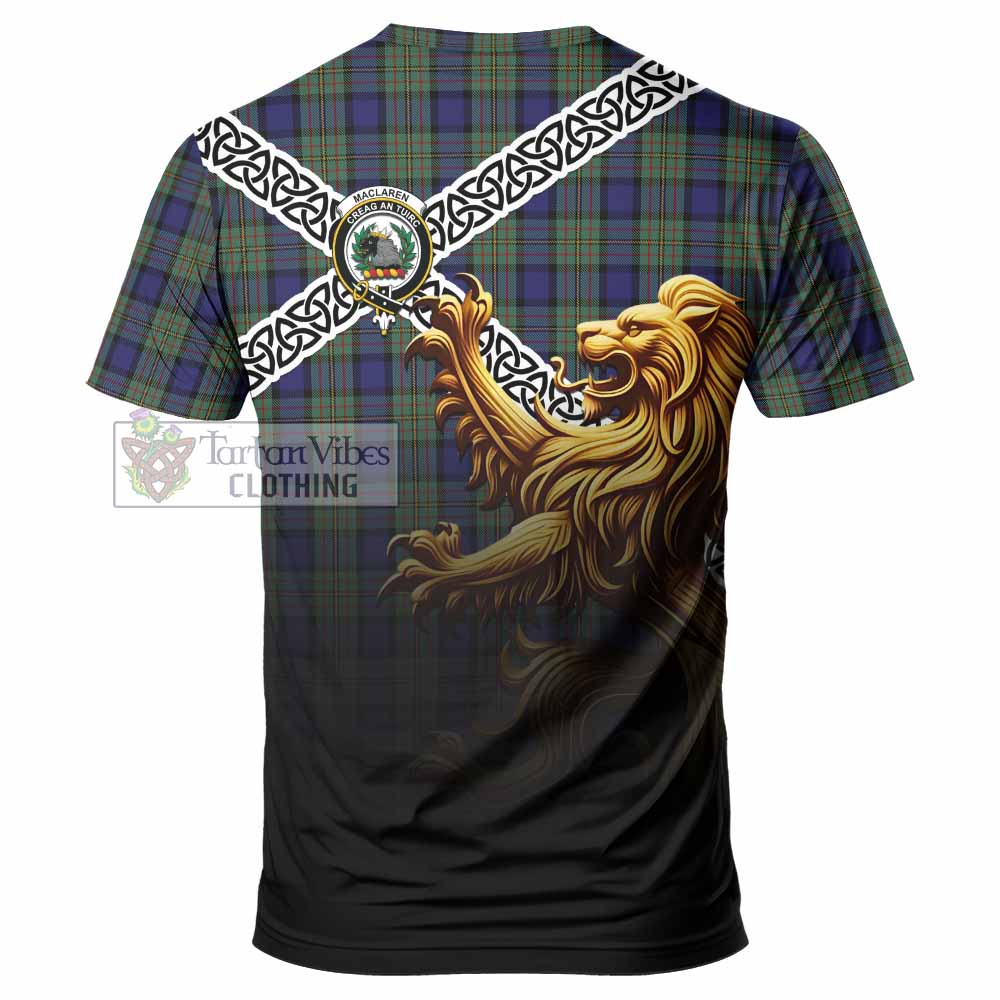 MacLaren (McLaren) Crest Tartan T-Shirt with Golden Lion Emblem Celtic Style - Tartan Vibes Clothing