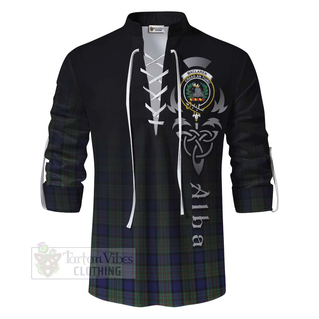 Tartan Vibes Clothing MacLaren (McLaren) Tartan Ghillie Kilt Shirt Featuring Alba Gu Brath Family Crest Celtic Inspired