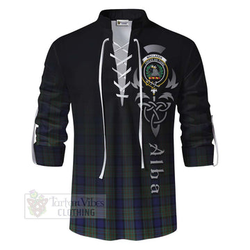 MacLaren (McLaren) Tartan Ghillie Kilt Shirt Featuring Alba Gu Brath Family Crest Celtic Inspired