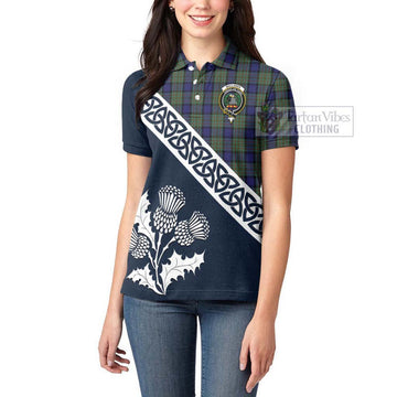 MacLaren (McLaren) Tartan Women's Polo Shirt Featuring Thistle and Scotland Map