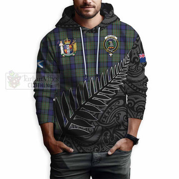 MacLaren (McLaren) Crest Tartan Hoodie with New Zealand Silver Fern Half Style