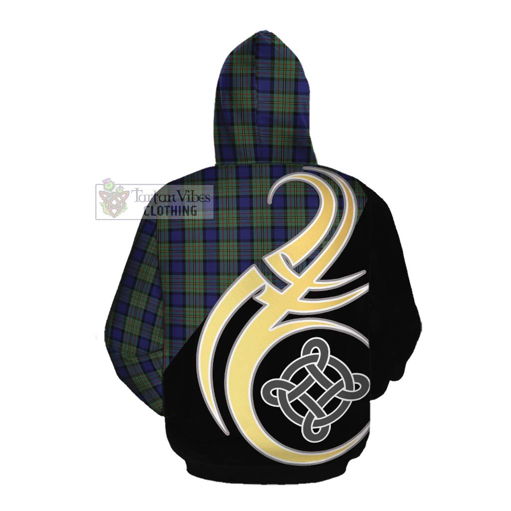 Tartan Vibes Clothing MacLaren (McLaren) Tartan Cotton Hoodie with Family Crest and Celtic Symbol Style