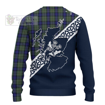 MacLaren (McLaren) Tartan Ugly Sweater Featuring Thistle and Scotland Map