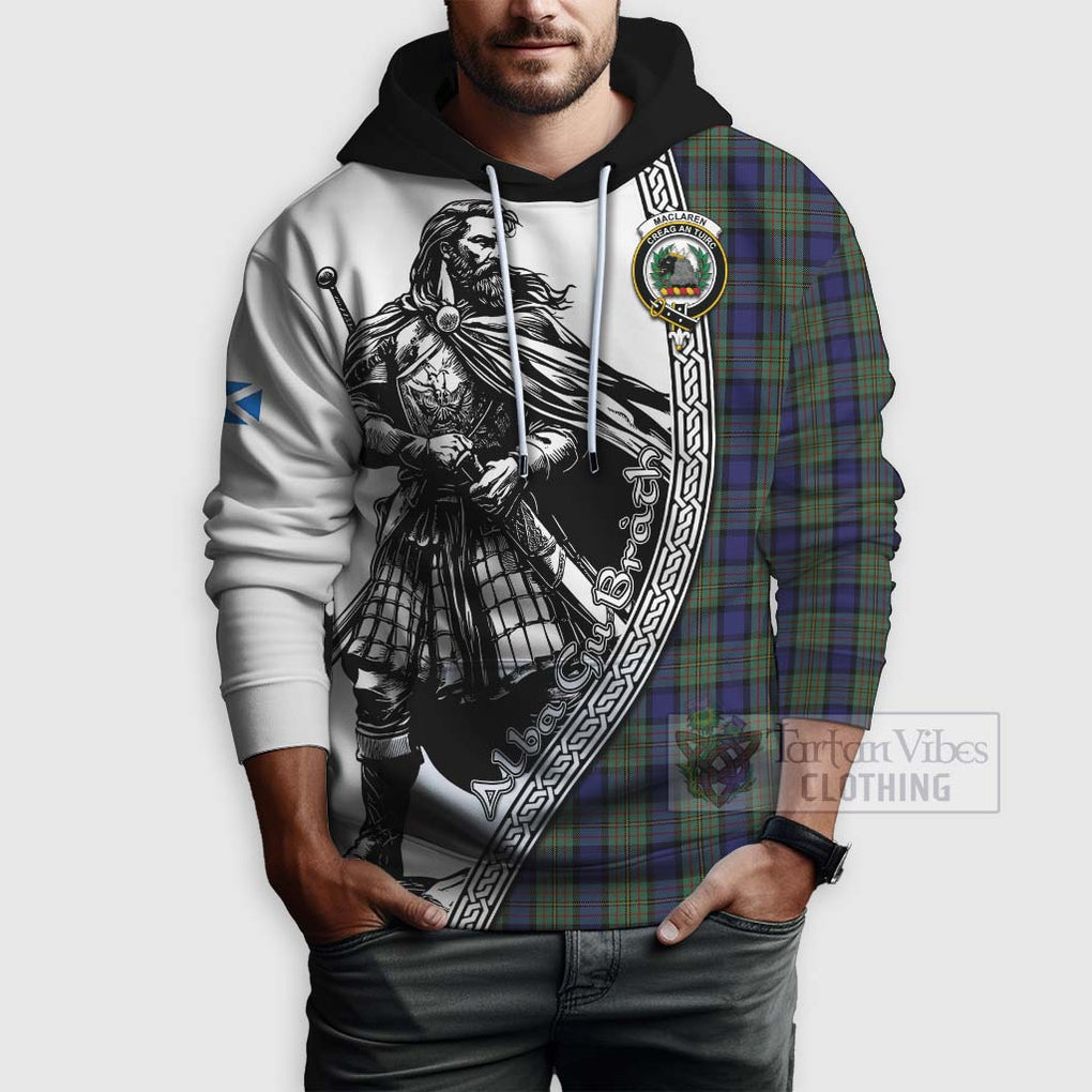 Tartan Vibes Clothing MacLaren (McLaren) Tartan Clan Crest Hoodie with Highlander Warrior Celtic Style