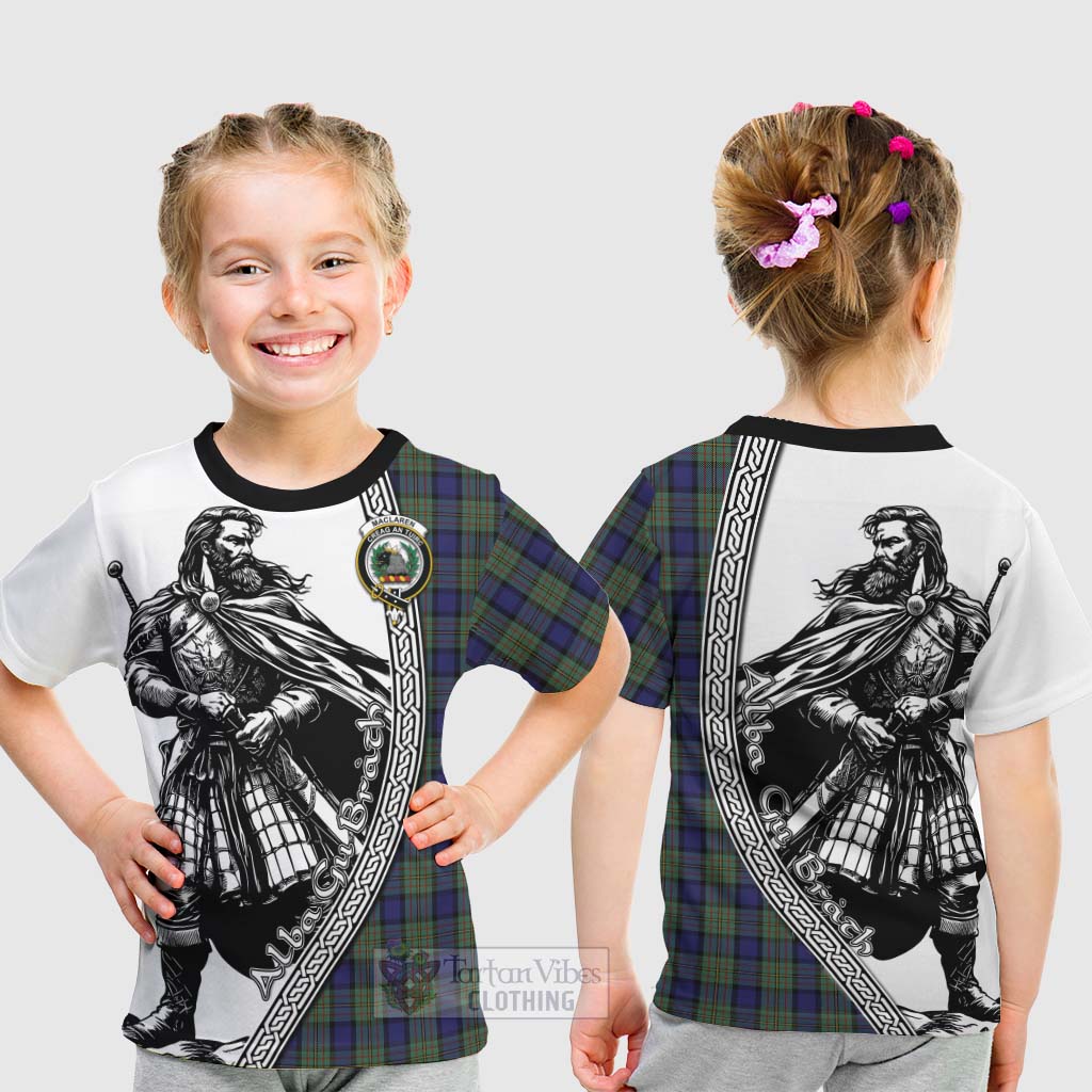 Tartan Vibes Clothing MacLaren (McLaren) Tartan Clan Crest Kid T-Shirt with Highlander Warrior Celtic Style