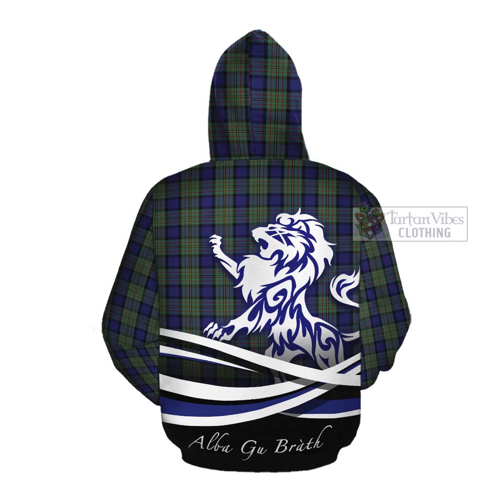 Tartan Vibes Clothing MacLaren (McLaren) Tartan Cotton Hoodie with Alba Gu Brath Regal Lion Emblem