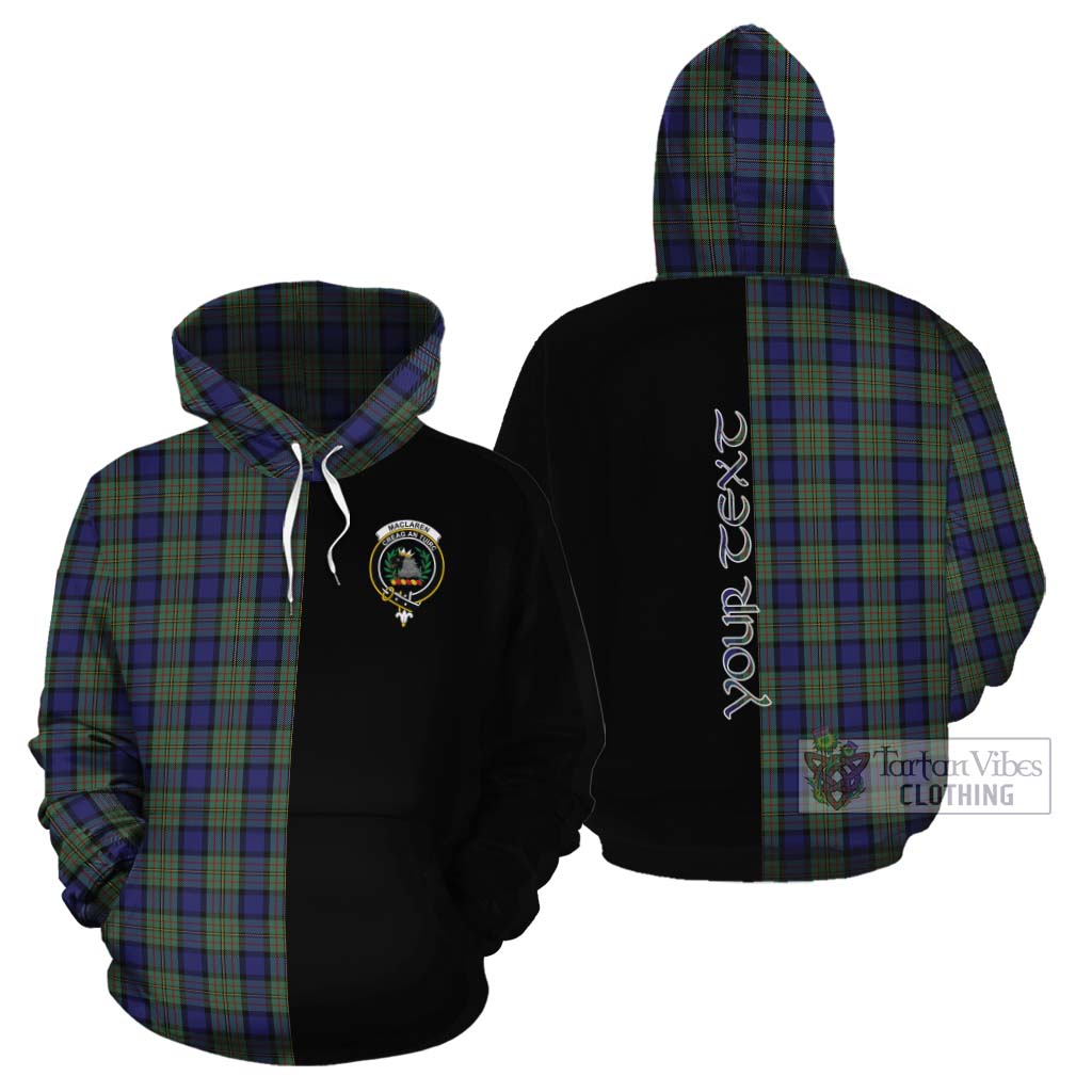 Tartan Vibes Clothing MacLaren (McLaren) Tartan Cotton Hoodie with Family Crest and Half Of Me Style