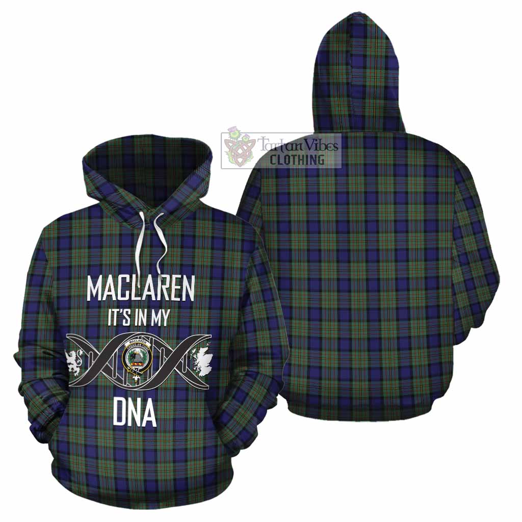 Tartan Vibes Clothing MacLaren (McLaren) Tartan Cotton Hoodie with Family Crest DNA In Me Style