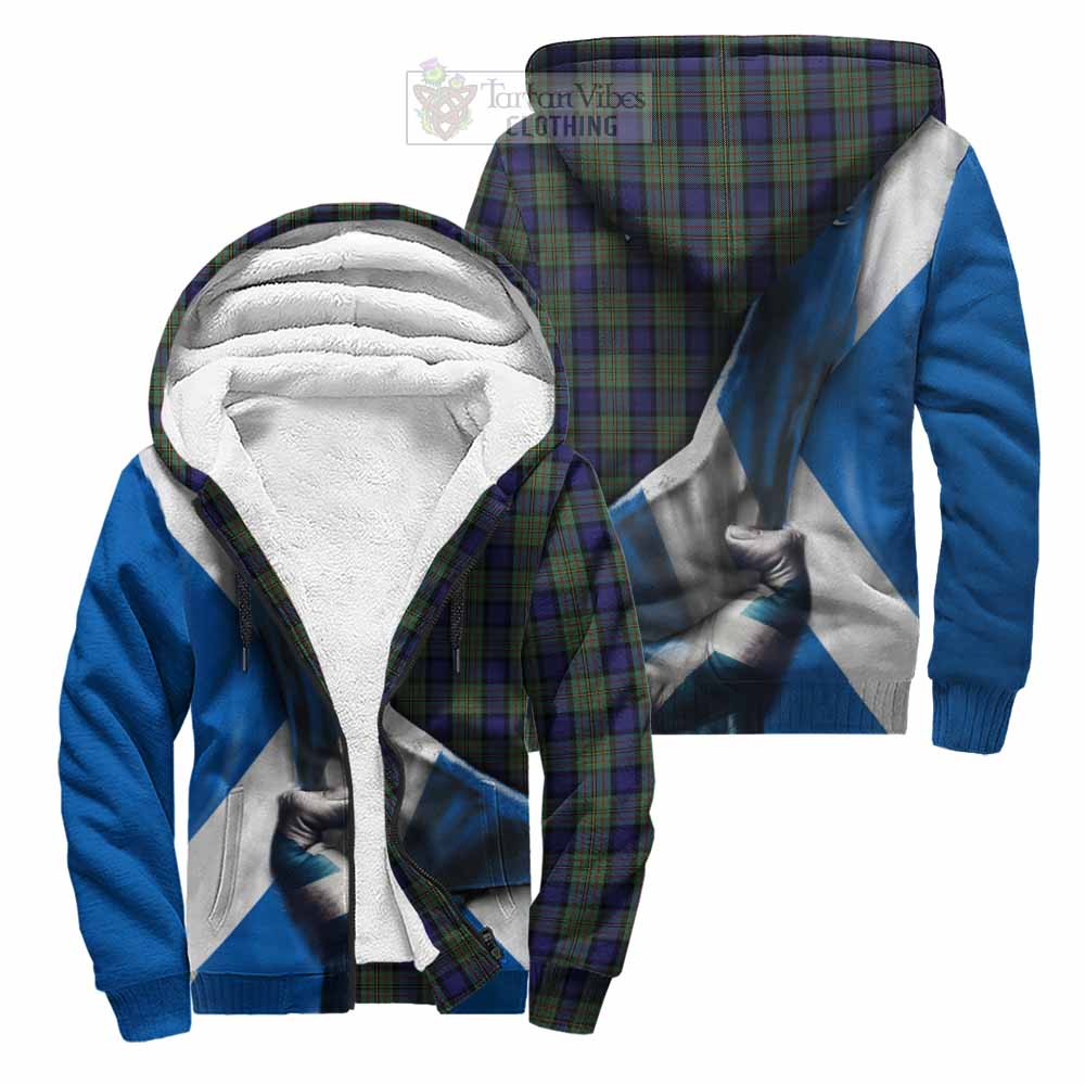 Tartan Vibes Clothing MacLaren (McLaren) Tartan Sherpa Hoodie with Family Crest Scotland Patriotic Style