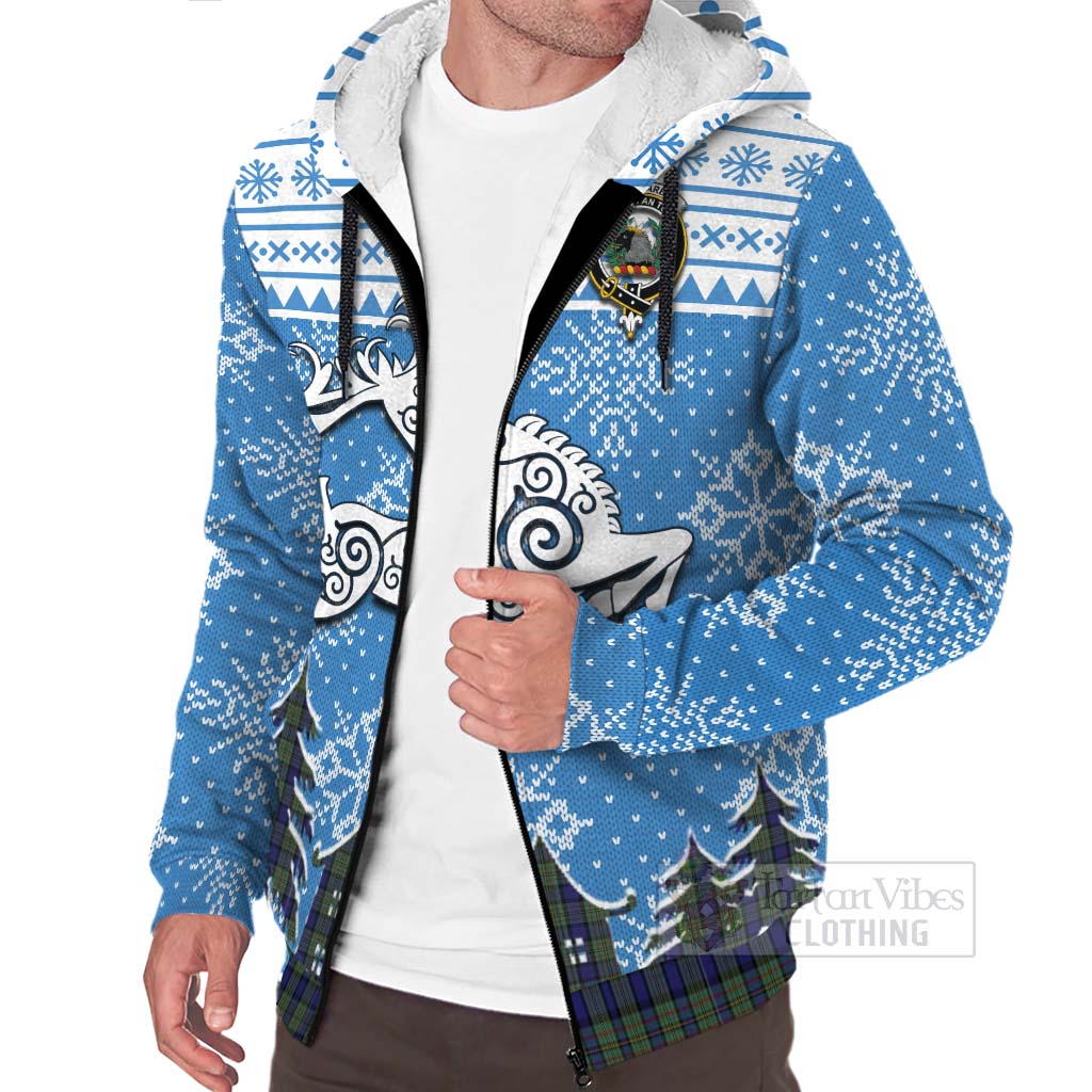 Tartan Vibes Clothing MacLaren (McLaren) Clan Christmas Sherpa Hoodie Celtic Reindeer Style