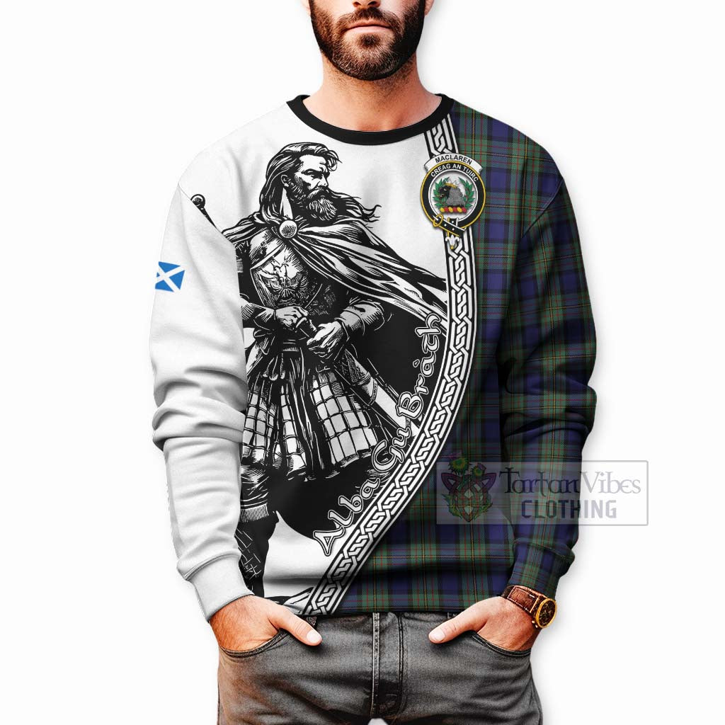 Tartan Vibes Clothing MacLaren (McLaren) Tartan Clan Crest Sweatshirt with Highlander Warrior Celtic Style