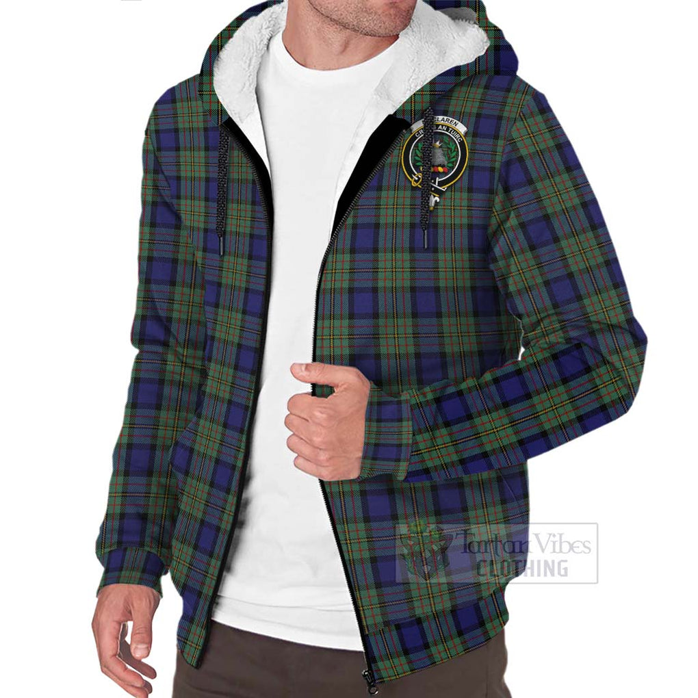 Tartan Vibes Clothing MacLaren (McLaren) Tartan Sherpa Hoodie with Family Crest Celtic Skull Style