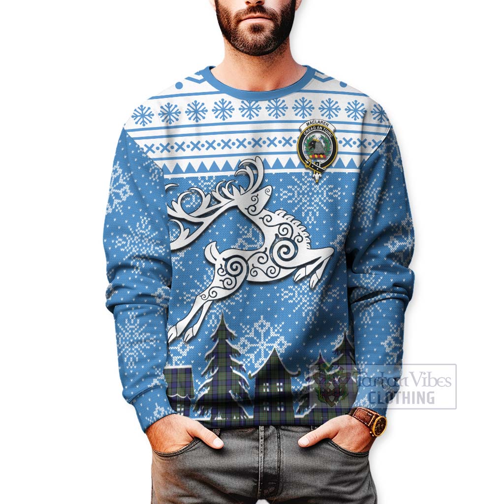 Tartan Vibes Clothing MacLaren (McLaren) Clan Christmas Sweatshirt Celtic Reindeer Style