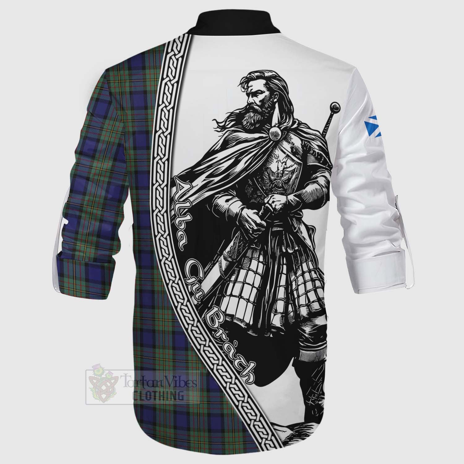 Tartan Vibes Clothing MacLaren (McLaren) Tartan Clan Crest Ghillie Kilt Shirt with Highlander Warrior Celtic Style