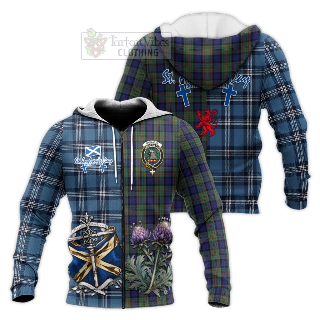 Tartan Vibes Clothing MacLaren (McLaren) Tartan Knitted Hoodie Happy St. Andrew's Day Half Tartan Style