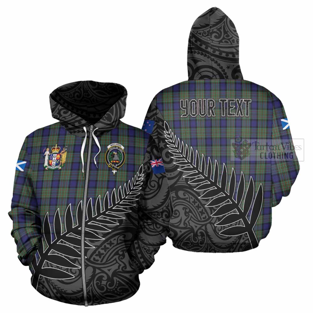 Tartan Vibes Clothing MacLaren (McLaren) Crest Tartan Hoodie with New Zealand Silver Fern Half Style