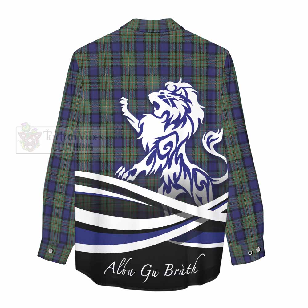 Tartan Vibes Clothing MacLaren (McLaren) Tartan Women's Casual Shirt with Alba Gu Brath Regal Lion Emblem