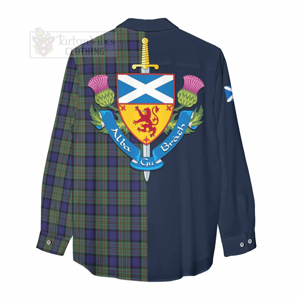 Tartan Vibes Clothing MacLaren (McLaren) Tartan Women's Casual Shirt Alba with Scottish Lion Royal Arm Half Style