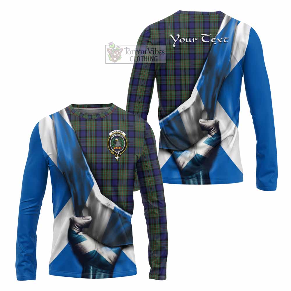 Tartan Vibes Clothing MacLaren (McLaren) Tartan Long Sleeve T-Shirt with Family Crest Scotland Patriotic Style