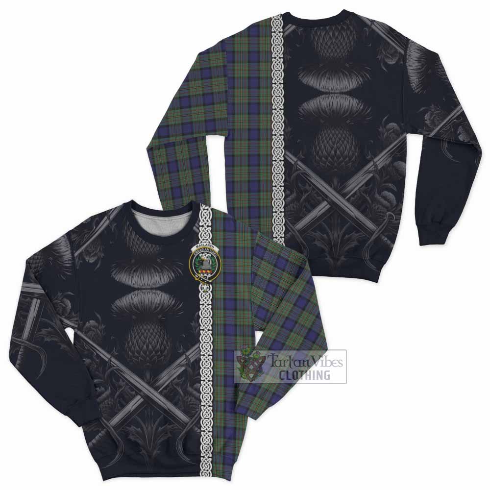 Tartan Vibes Clothing MacLaren (McLaren) Tartan Sweatshirt with Family Crest Cross Sword Thistle Celtic Vibes