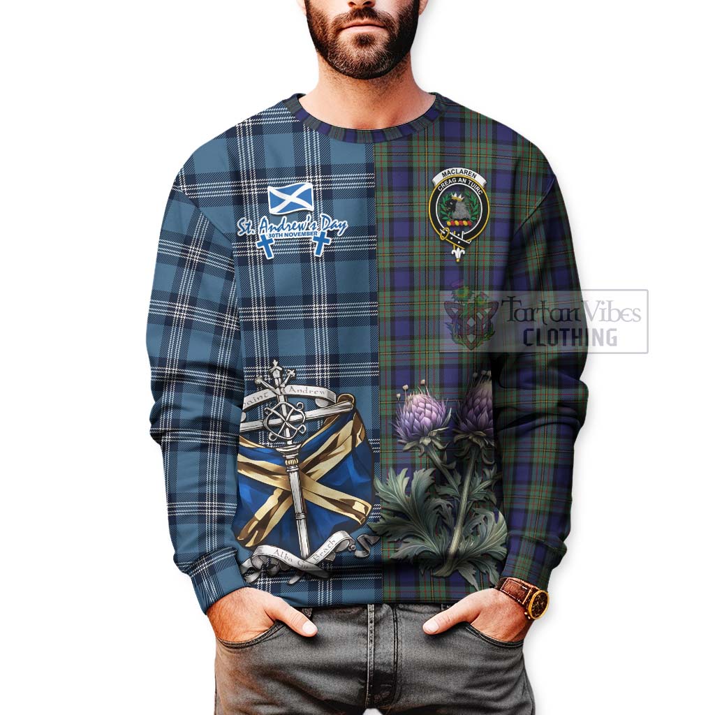 Tartan Vibes Clothing MacLaren (McLaren) Tartan Sweatshirt Happy St. Andrew's Day Half Tartan Style