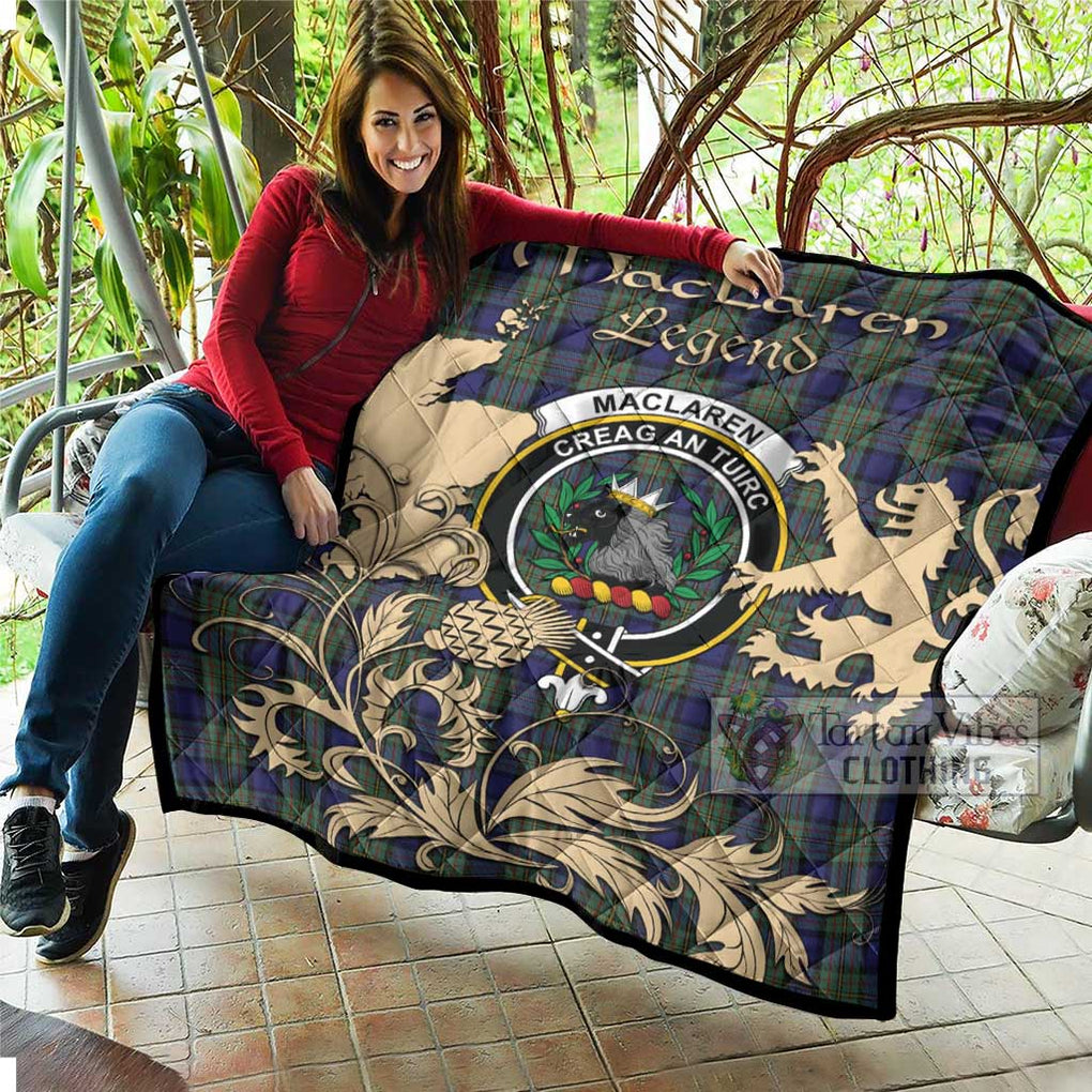 Tartan Vibes Clothing MacLaren (McLaren) Tartan Quilt with Family Crest and Scottish Symbol Style