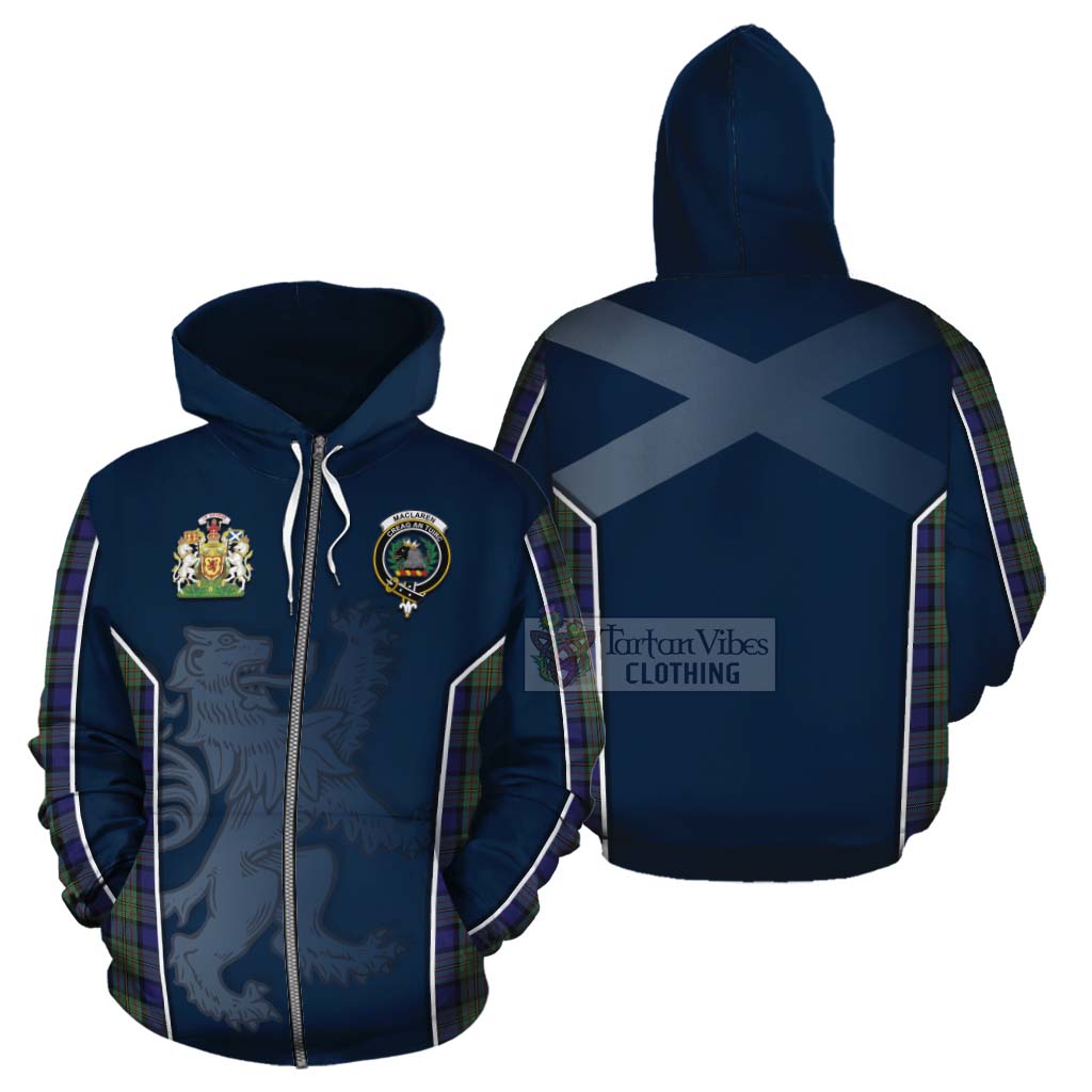 Tartan Vibes Clothing MacLaren (McLaren) Tartan Cotton Hoodie with Family Crest and Lion Rampant Vibes Sport Style