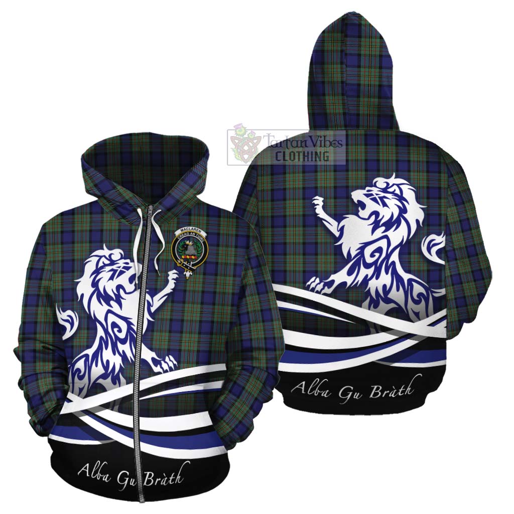 Tartan Vibes Clothing MacLaren (McLaren) Tartan Cotton Hoodie with Alba Gu Brath Regal Lion Emblem