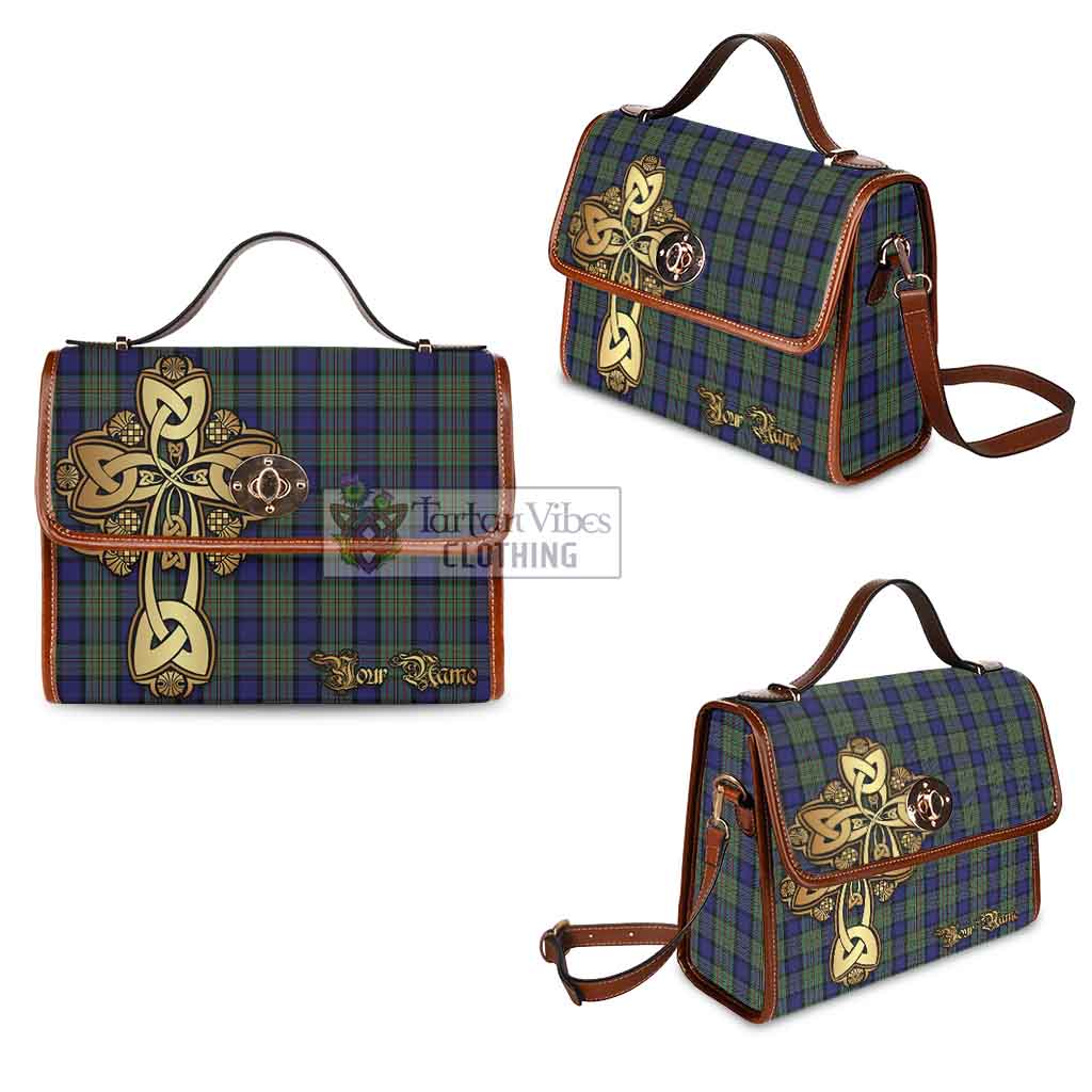 Tartan Vibes Clothing MacLaren (McLaren) Tartan Waterproof Canvas Bag Golden Thistle Celtic Cross Style