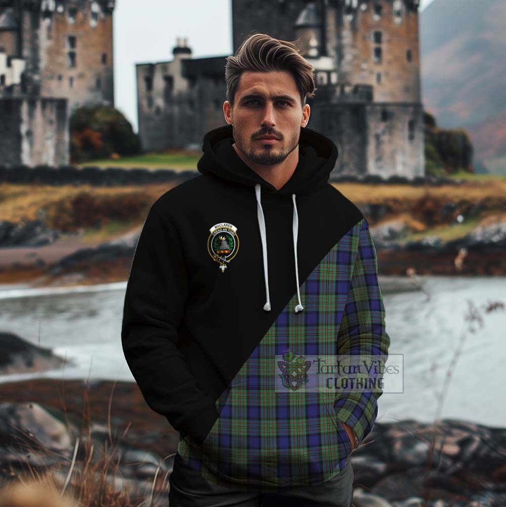 Tartan Vibes Clothing MacLaren (McLaren) Tartan Cotton Hoodie with Family Crest and Military Logo Style