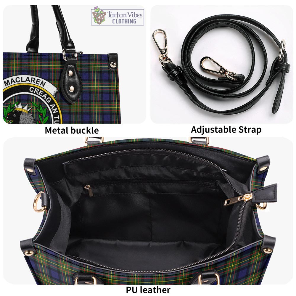 Tartan Vibes Clothing MacLaren Modern Tartan Luxury Leather Handbags with Family Crest