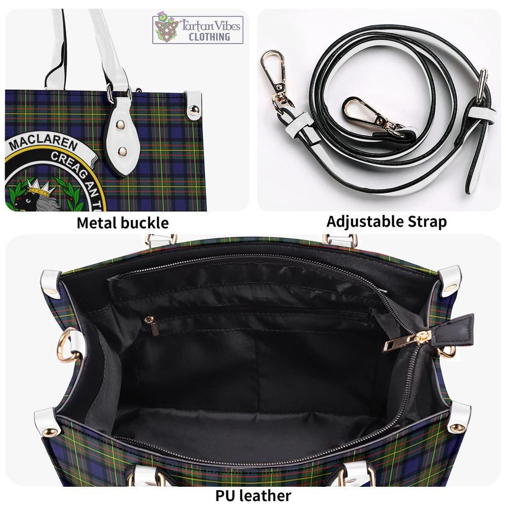 Tartan Vibes Clothing MacLaren Modern Tartan Luxury Leather Handbags with Family Crest