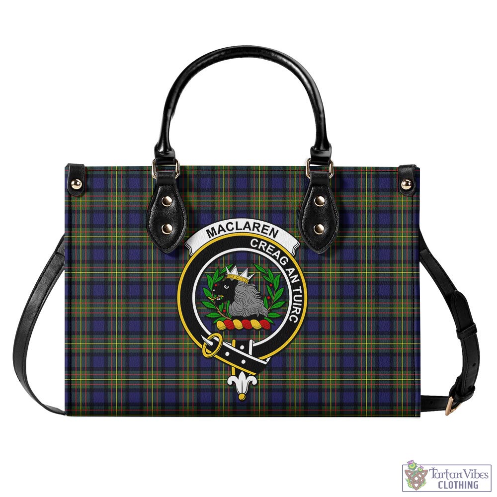 Tartan Vibes Clothing MacLaren Modern Tartan Luxury Leather Handbags with Family Crest