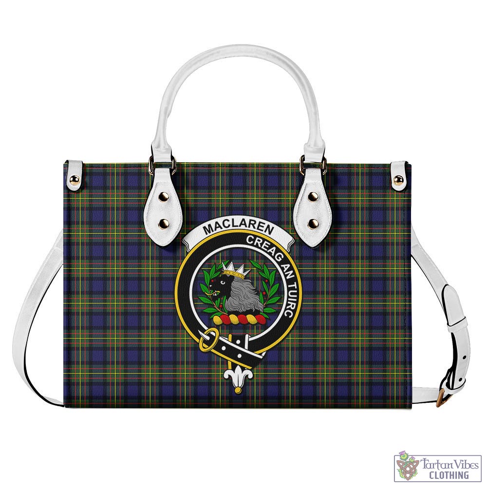 Tartan Vibes Clothing MacLaren Modern Tartan Luxury Leather Handbags with Family Crest