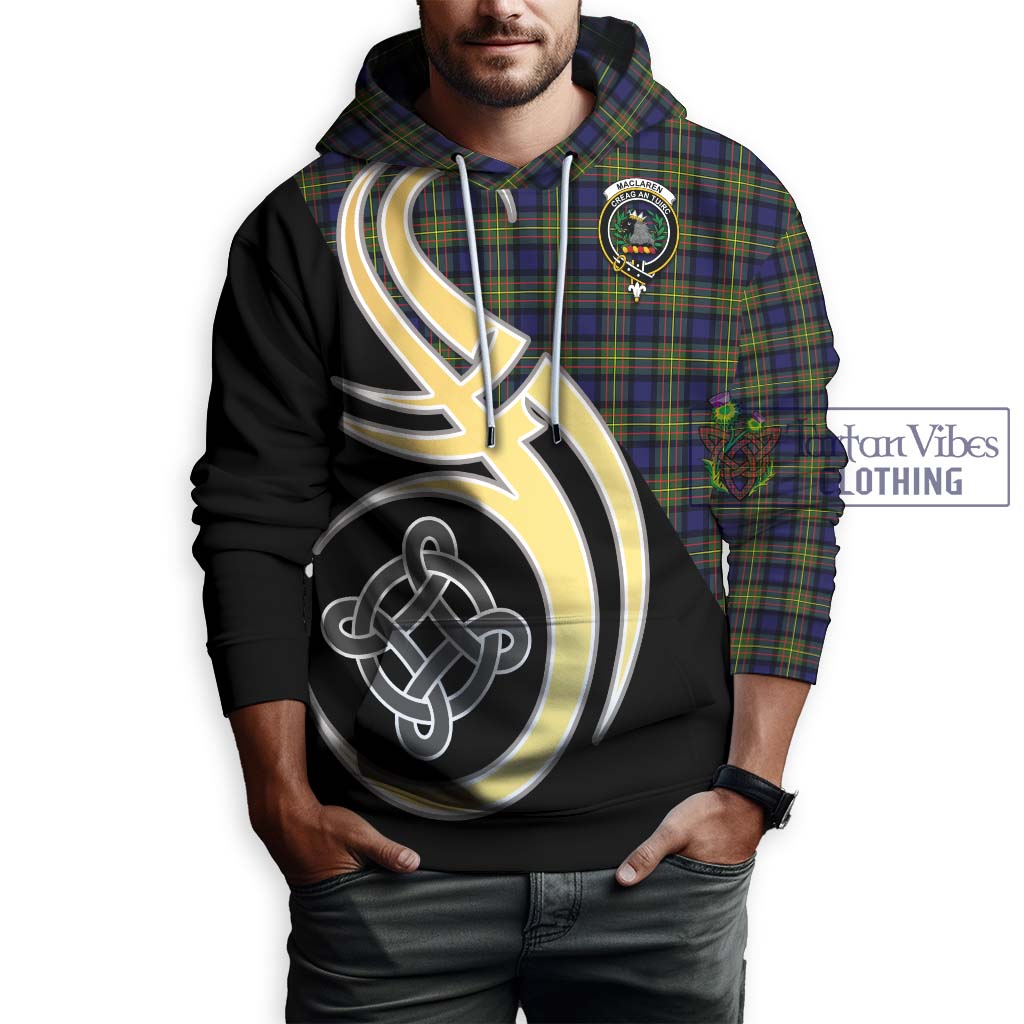 Tartan Vibes Clothing MacLaren Modern Tartan Hoodie with Family Crest and Celtic Symbol Style