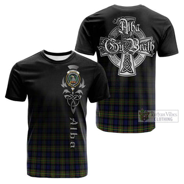 MacLaren Modern Tartan Cotton T-shirt Featuring Alba Gu Brath Family Crest Celtic Inspired