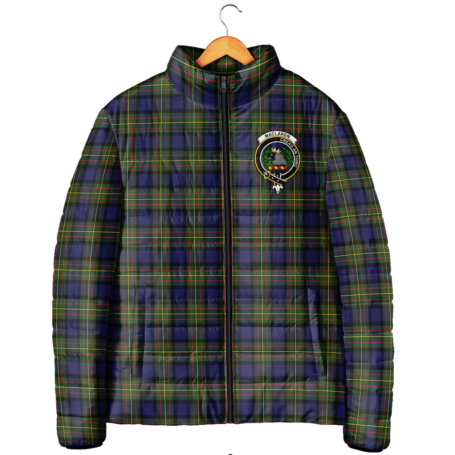 MacLaren Modern Tartan Padded Jacket with Family Crest Men's Padded Jacket - Tartan Vibes Clothing