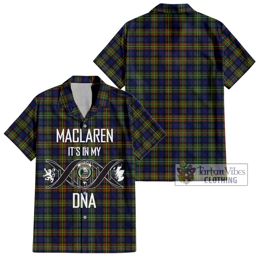 MacLaren Modern Tartan Short Sleeve Button Shirt with Family Crest DNA In Me Style Kid - Tartanvibesclothing Shop