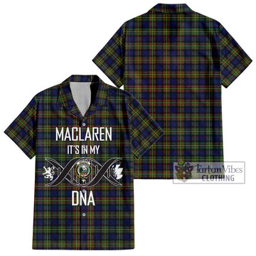 MacLaren Modern Tartan Short Sleeve Button Shirt with Family Crest DNA In Me Style