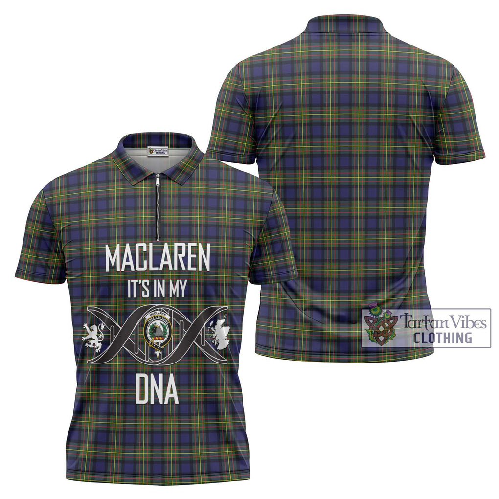 MacLaren Modern Tartan Zipper Polo Shirt with Family Crest DNA In Me Style Unisex - Tartanvibesclothing Shop