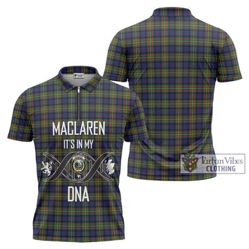 MacLaren Modern Tartan Zipper Polo Shirt with Family Crest DNA In Me Style