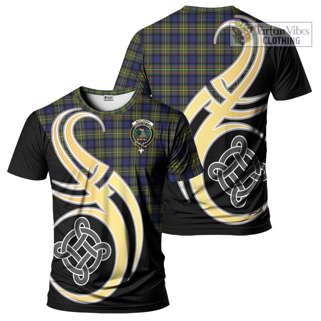 Tartan Vibes Clothing MacLaren Modern Tartan T-Shirt with Family Crest and Celtic Symbol Style