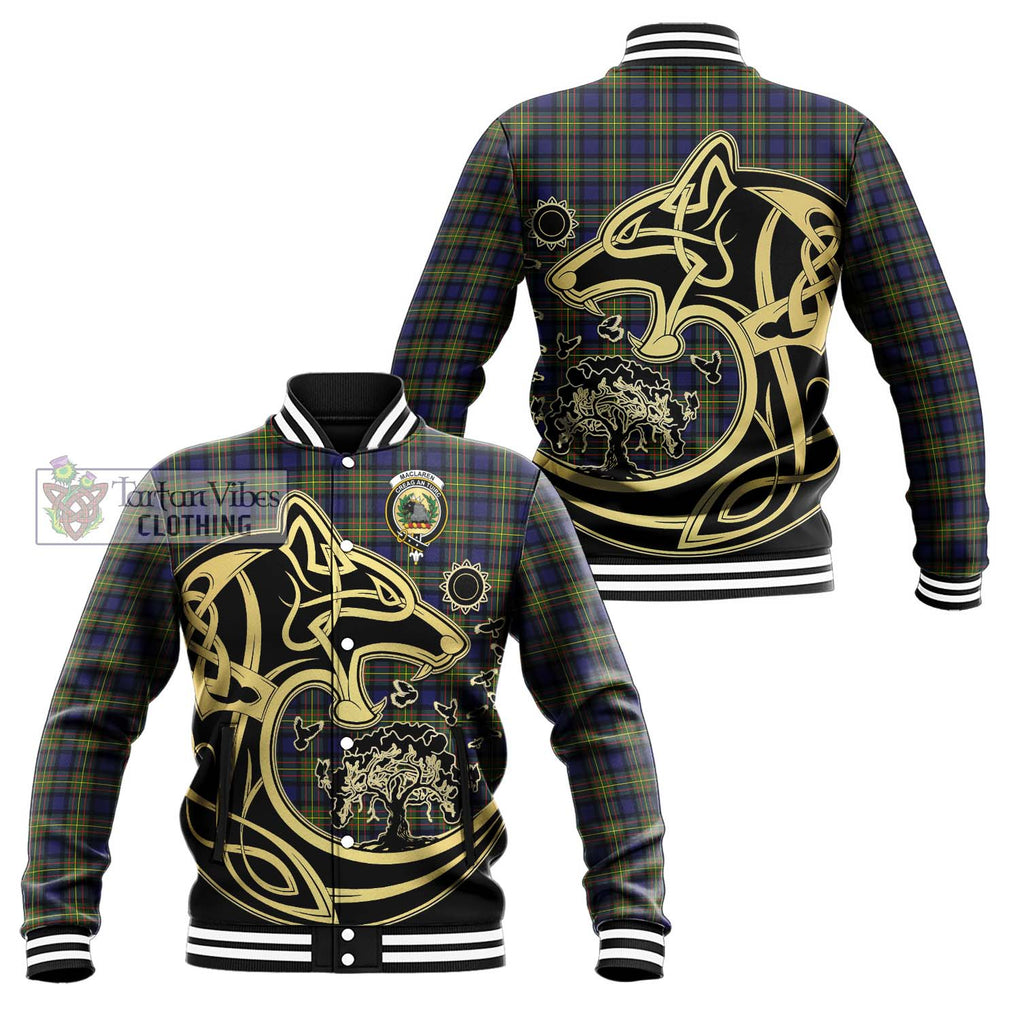 MacLaren Modern Tartan Baseball Jacket with Family Crest Celtic Wolf Style Unisex - Tartan Vibes Clothing