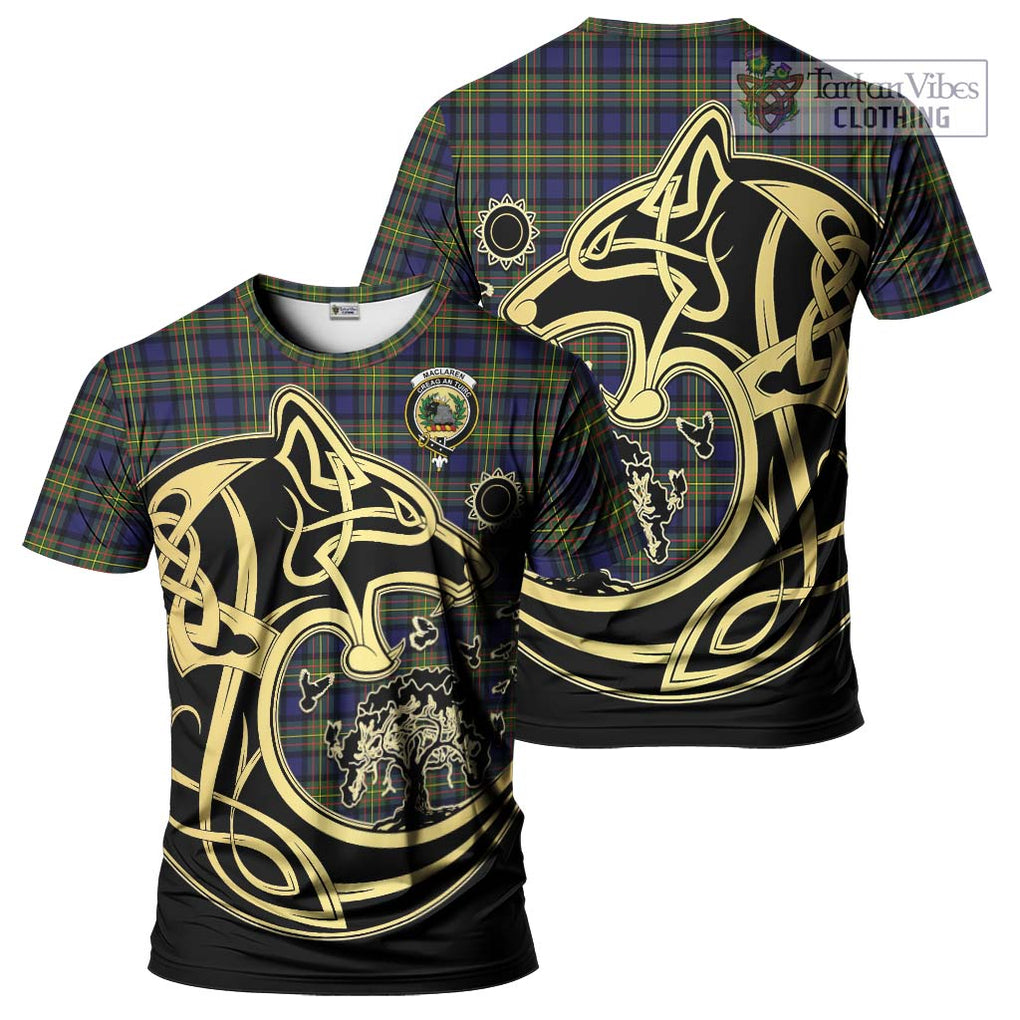 MacLaren Modern Tartan T-Shirt with Family Crest Celtic Wolf Style Kid's Shirt - Tartan Vibes Clothing